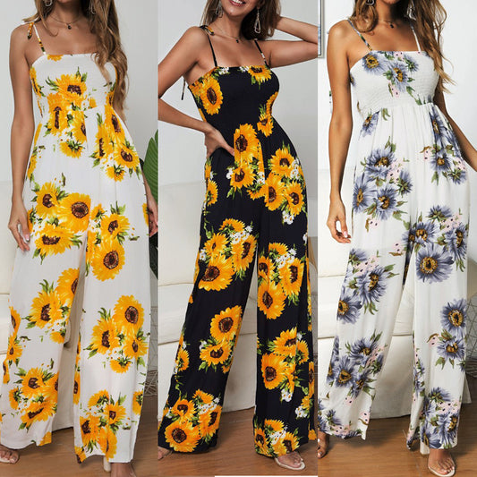 Sling Sexy Bind Printing Jumpsuits Women Overalls