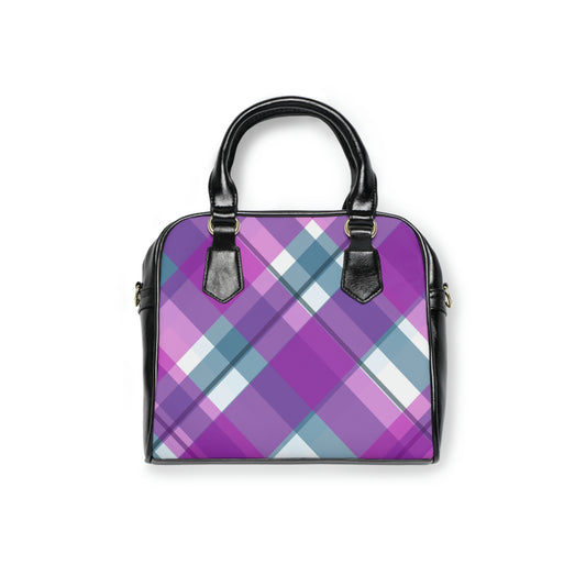 Shoulder Handbag purple tartan