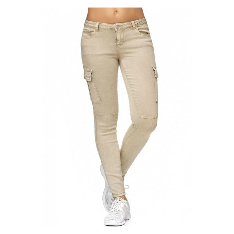 Women'S Trousers With Three Dimensional Side Pockets And Skinny Pants