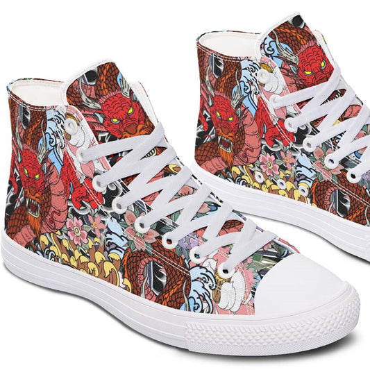 Printed Couple High Top Canvas Shoes