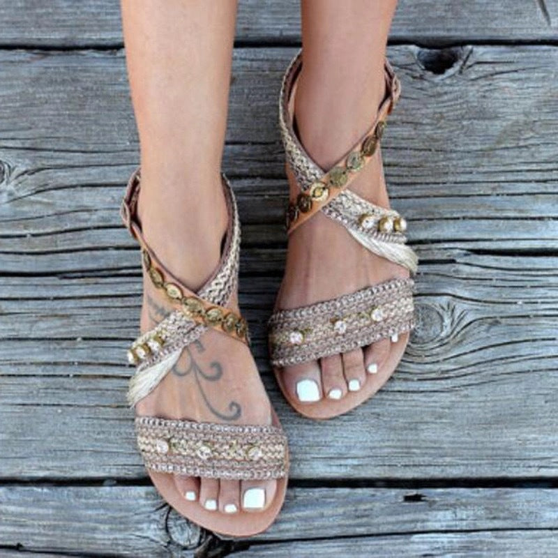 Flat Heel Beach Retro Roman Style Shoes Toe Sandals